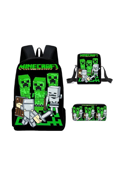 Ilkokul ve Ortaokul Öğrencileri Için My World Game Peripheral 3 Parça Okul Çantası (Yurt Dışından)