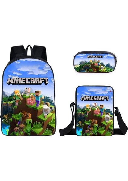 Ilkokul ve Ortaokul Öğrencileri Için My World Game Peripheral 3 Parça Okul Çantası (Yurt Dışından)