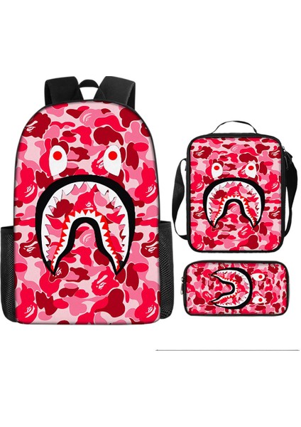 Köpekbalığı Üç Parçalı Okul Çantası Ilkokul Öğrencileri Omuz Çantası (Yurt Dışından)