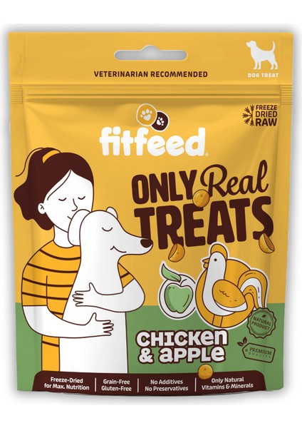 Freeze-Dried Çiğ Tavuk&elma Köpek Ödül Maması 40G