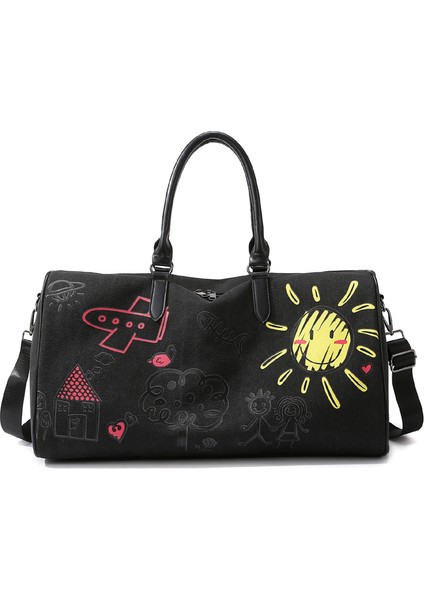 Trend Kişisel Grafiti Seyahat Çantası Sınır Ötesi Yeni Moda Rahat Seyahat Valizi Kuru ve Islak Ayırıcı Spor Çantası Kadın (Yurt Dışından)