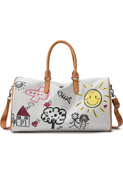 Trend Kişisel Grafiti Seyahat Çantası Sınır Ötesi Yeni Moda Rahat Seyahat Valizi Kuru ve Islak Ayırıcı Spor Çantası Kadın (Yurt Dışından)