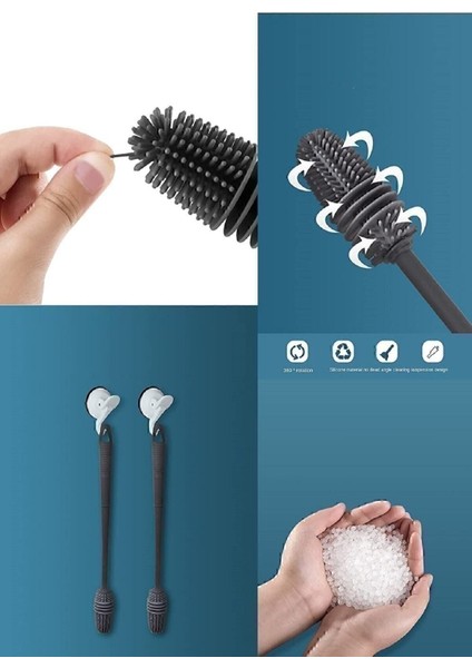 Silikon Fırça Matara Biberon Emzik Temizleyici Kavanoz Termos Suluk Yağ Şişe Temizleme Fırçası