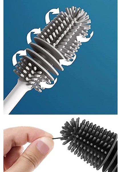 Silikon Fırça Matara Biberon Emzik Temizleyici Kavanoz Termos Suluk Yağ Şişe Temizleme Fırçası fiyatları