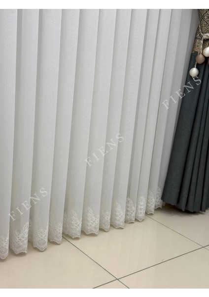 Işlemeli Bambu Etek 1/3 Sık Pileli Ütü Gerektirmez Tül Perde | Her Odaya Uygun, Çok Tercih Edilen