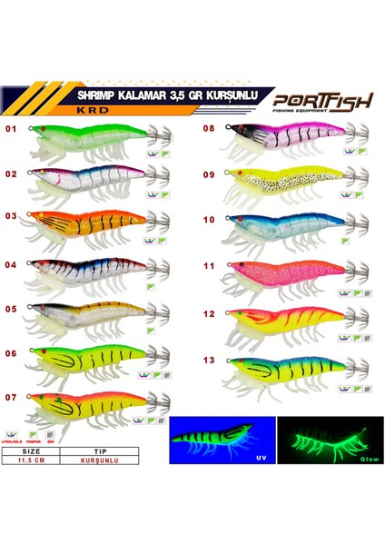 Portfish Shrimp Kalamar Zokası 3,5 gr Kurşunlu 11,5 cm