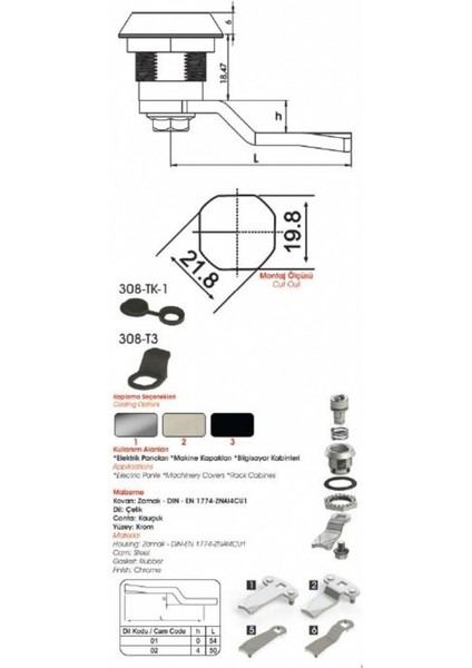 Yaylı Pano Kilidi 308 3 modelleri