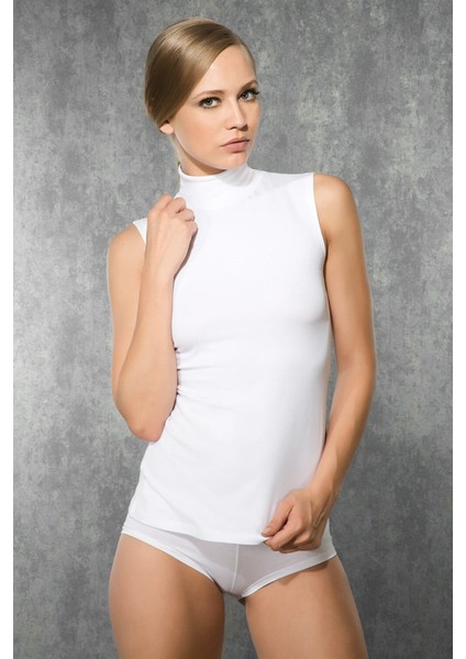 Kadın Modal Balıkçı Yaka Sıfır Kol Günlük Atlet 9313