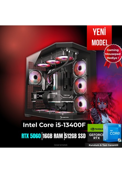 TKDENV76 I5-13400F/RTX 5060 8GB/512GB SSD/16GB Ram/mousepad Hediyeli!