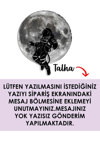 Kişiselleştirilebilir LED Işıklı Epoksi Cam Katmanlı Tablo Astronot Dolunay