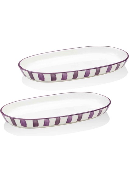 Joy Oval Servis 2li Set Mor 17X30X4 cm