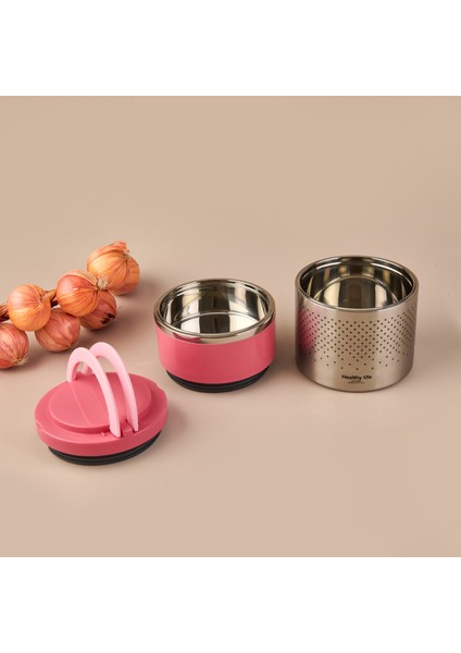 2 Katlı Çelik Yemek Termosu - Pembe - 1,5 Lt fiyatları