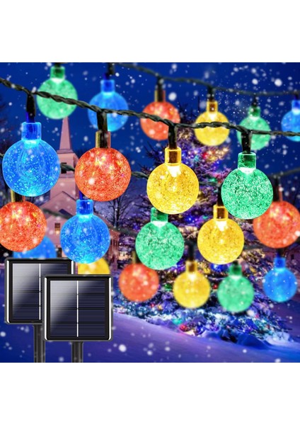 Güneş Enerjili 7 Metre 50 LED Rgb Kristal Top Çok Renkli Bahçe Teras Balkon Aydınlatması LED modelleri