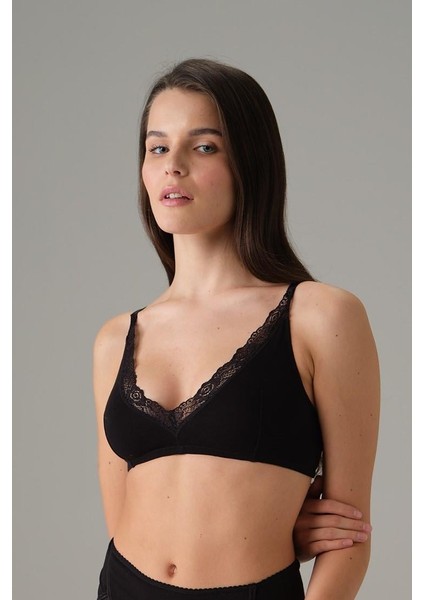Kadın Üçgen Dantel Detaylı Desteksiz Sütyen 5633