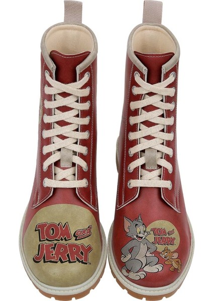 Kadın Vegan Deri Turuncu Uzun Bot - Warner Bros Tom ve Jerry Tasarım modelleri