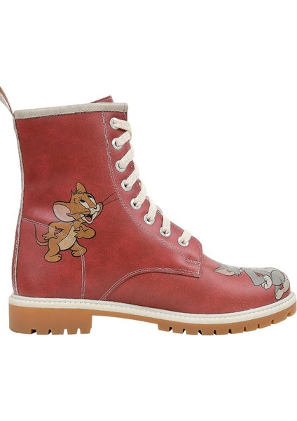 Kadın Vegan Deri Turuncu Uzun Bot - Warner Bros Tom ve Jerry Tasarım indirimleri
