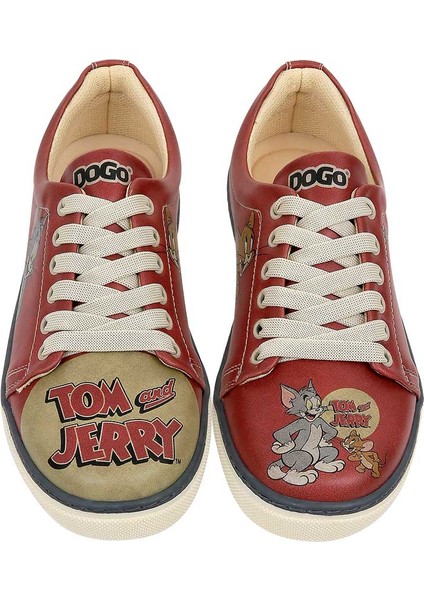 Kadın Vegan Deri Turuncu Sneakers - Warner Bros Tom ve Jerry Tasarım indirimleri