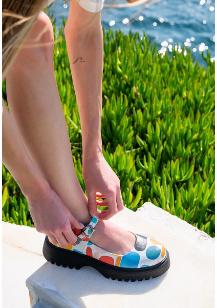 Kadın Vegan Deri Çok Renkli Mary Jane Loafer - Lucky Tasarım