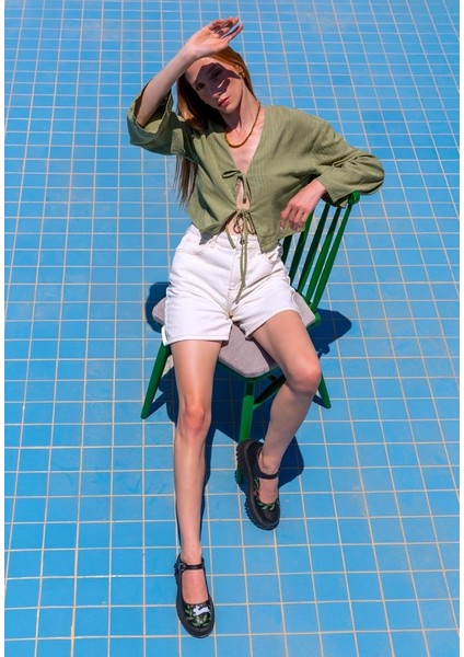 Kadın Vegan Deri Siyah Mary Jane Loafer - Bunny With Herbs Tasarım