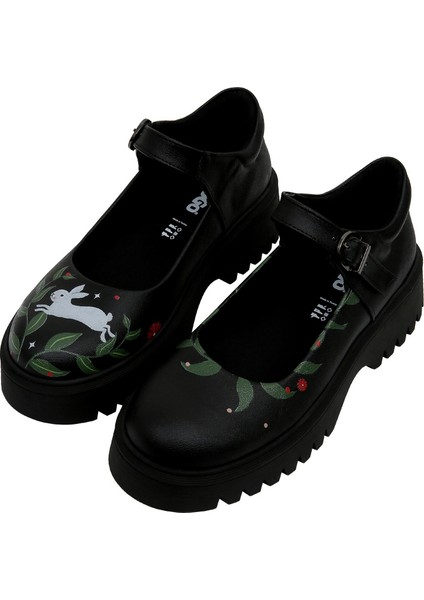 Kadın Vegan Deri Siyah Mary Jane Loafer - Bunny With Herbs Tasarım fiyatları