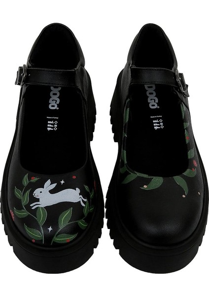 Kadın Vegan Deri Siyah Mary Jane Loafer - Bunny With Herbs Tasarım modelleri