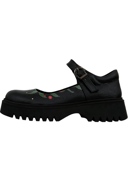 Kadın Vegan Deri Siyah Mary Jane Loafer - Bunny With Herbs Tasarım fırsatları