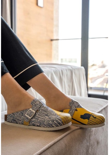 Kadın Vegan Deri Çok Renkli Terlik - Florasancat Tasarım