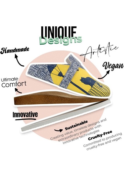 Kadın Vegan Deri Çok Renkli Terlik - Florasancat Tasarım