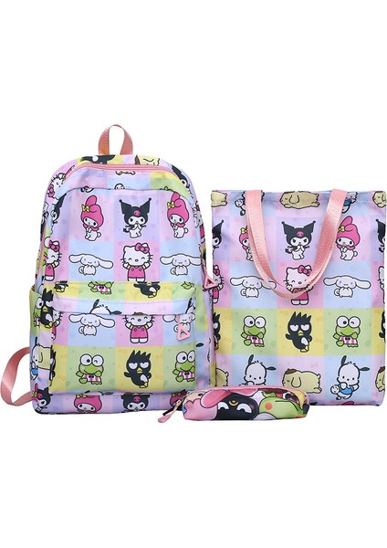 Büyük Kapasiteli Üç Parçalı Okul Çantası Omuz Çantası Grafiti Karikatür Sevimli (Yurt Dışından)