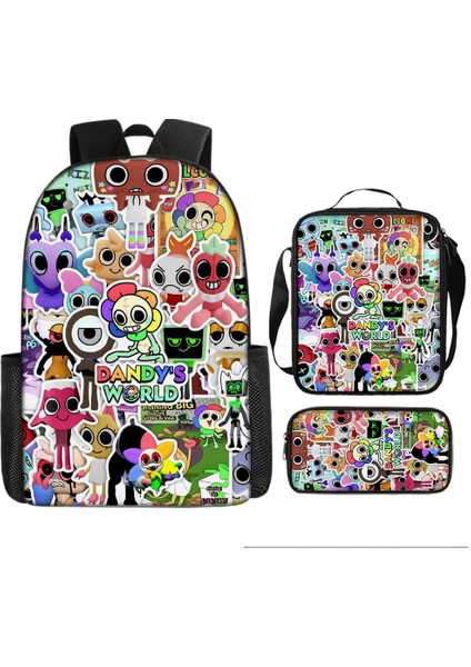 Dandy's World Karikatür Sevimli Omuz Çantası Öğrenci Okul Çantası Üç Parçalı Set (Yurt Dışından)