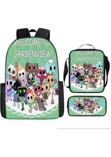 Dandy's World Karikatür Sevimli Omuz Çantası Öğrenci Okul Çantası Üç Parçalı Set (Yurt Dışından)