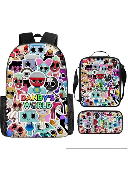 Dandy's World Karikatür Sevimli Omuz Çantası Öğrenci Okul Çantası Üç Parçalı Set (Yurt Dışından)