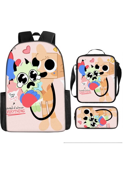 Dandy's World Karikatür Sevimli Omuz Çantası Öğrenci Okul Çantası Üç Parçalı Set (Yurt Dışından)