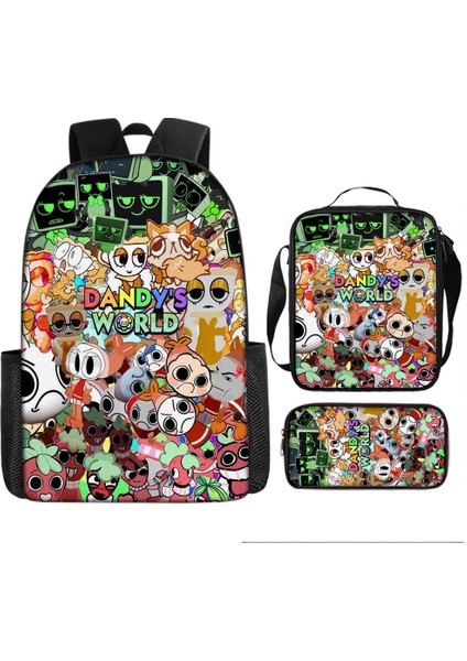 Dandy's World Karikatür Sevimli Omuz Çantası Öğrenci Okul Çantası Üç Parçalı Set (Yurt Dışından)