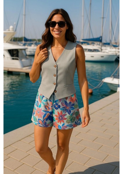 Alina Ithal Keten Şortlu Ikili Takım Trend