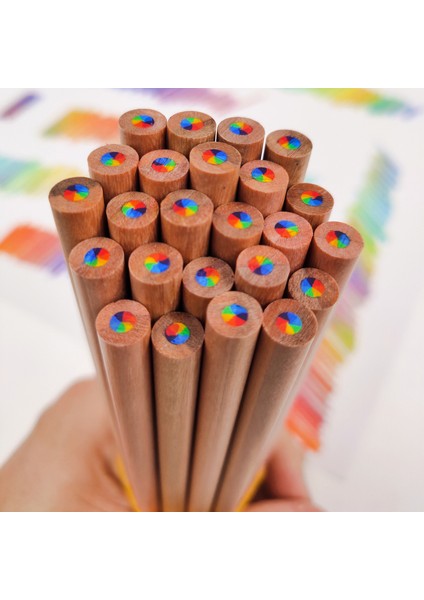 1 Paket 7 Renk Gökkuşağı Çekirdekli Renkli Kalemler 7 Renk Aynı Çekirdekli Renkli Çizim Ahşap Kalemler (Yurt Dışından)