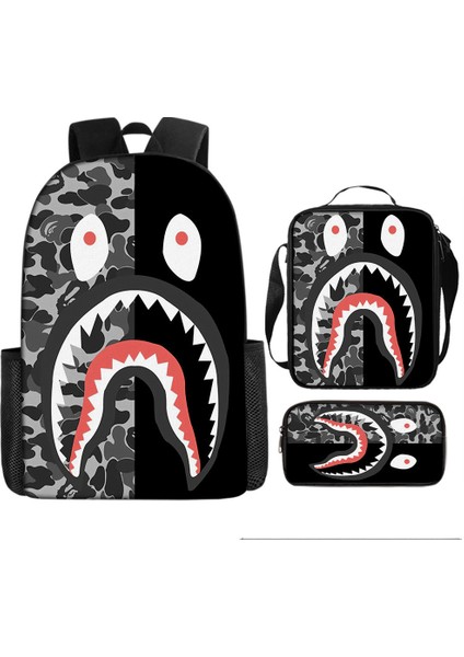 Köpekbalığı Üç Parçalı Okul Çantası Ilkokul Öğrencileri Omuz Çantası (Yurt Dışından)