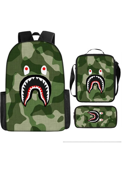 Köpekbalığı Üç Parçalı Okul Çantası Ilkokul Öğrencileri Omuz Çantası (Yurt Dışından)