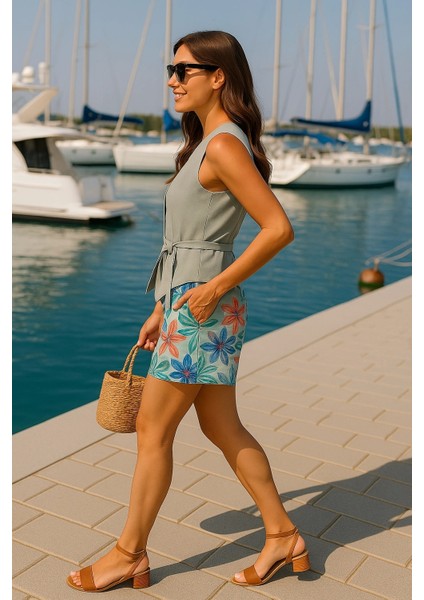 Alina Ithal Keten Şortlu Ikili Takım Trend modelleri