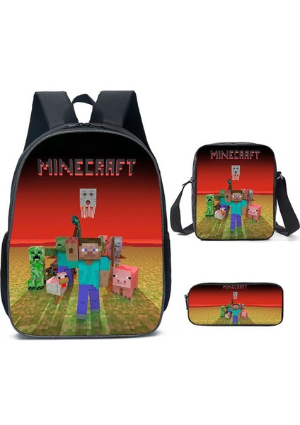 Ilkokul ve Ortaokul Öğrencileri Için My World Game Peripheral 3 Parça Okul Çantası (Yurt Dışından)