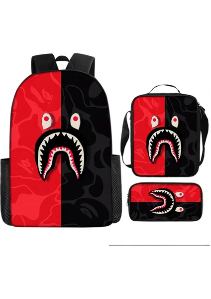 Köpekbalığı Üç Parçalı Okul Çantası Ilkokul Öğrencileri Omuz Çantası (Yurt Dışından)