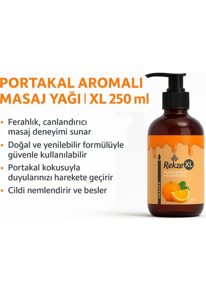 3 Adet Portakal Aromalı Büyük Boy Erotik Vücut Masaj Yağı