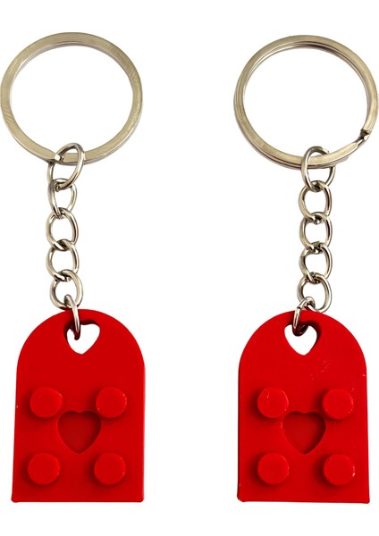 LEGO Kalp Figür Sevgili Çift Tasarım Anahtarlık - Sevgiliye Özel Hediye