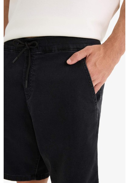 Regular Fit Beli Lastikli Rahat Kalıp Jean Bermuda Şort E4552AX25SM