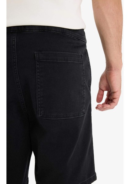 Regular Fit Beli Lastikli Rahat Kalıp Jean Bermuda Şort E4552AX25SM