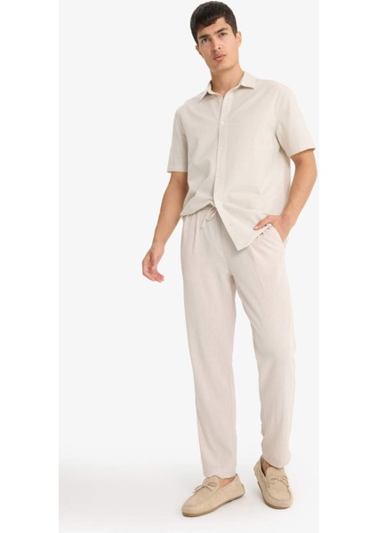 Relax Fit Kısa Paça Keten Görünümlü Beli Bağcıklı Lastikli Cepli Pantolon E4790AX25AU modelleri
