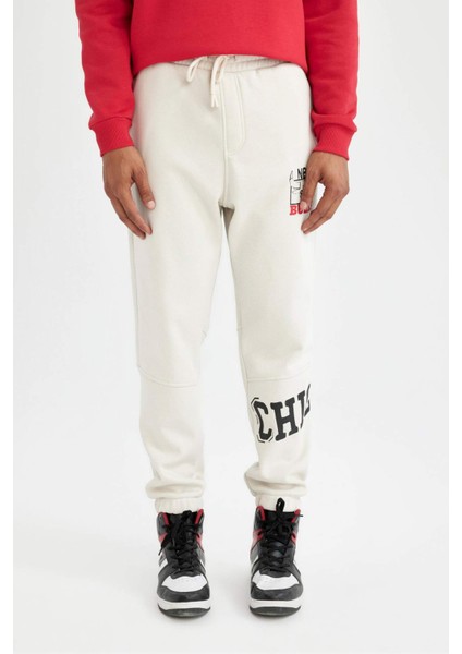 Fit Kalın Jogger Eşofman Altı NBA Chicago Bulls Standart Fit Cepli Düz Paça C9275AX24AU fırsatları