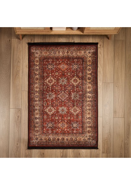 Soft Line Afgan Desenli Halı - Kırmızı - 120X180 cm