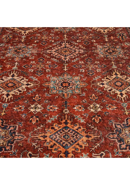 Soft Line Afgan Desenli Halı - Kırmızı - 120X180 cm fırsatları