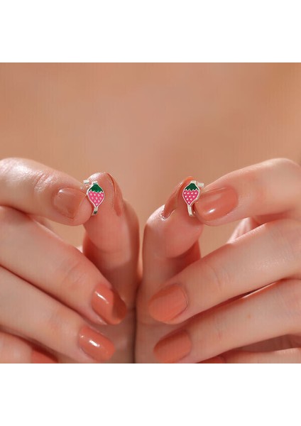 Çocuk Çilek 925 Ayar Gümüş Küpe